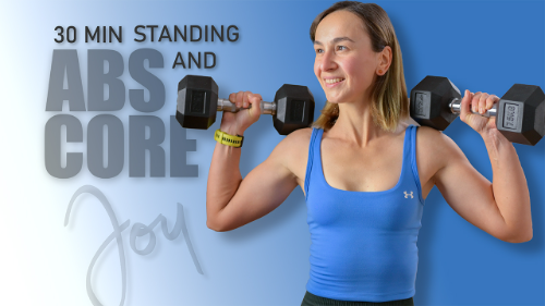cover for 30 Min Standing ABS and CORE Workout with Dumbbells + Cardio Finisher (1 Week Standing Program)